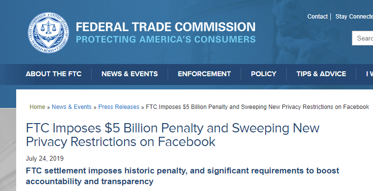 facebook FTC fine